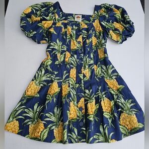 FARM Rio Pineapple Print Linen Blend Mini Dress
